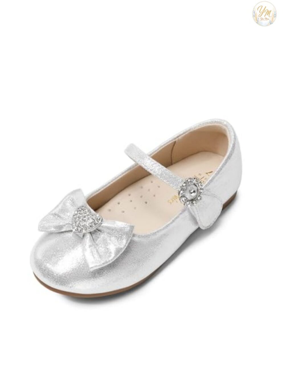 Girls Mary Jane Ballet Flats Bow Hook & Loop Dress Shoes